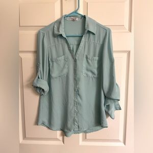 Express, Teal Button Up Shirt, Size Medium